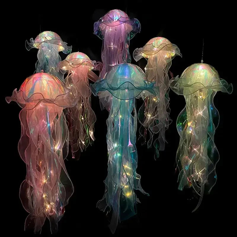 Jellyfish Lamp Portable Flower Lantern Children Room under the Sea Atmosphere Decoration Lamp Bedroom Night Lamp Home Decoration