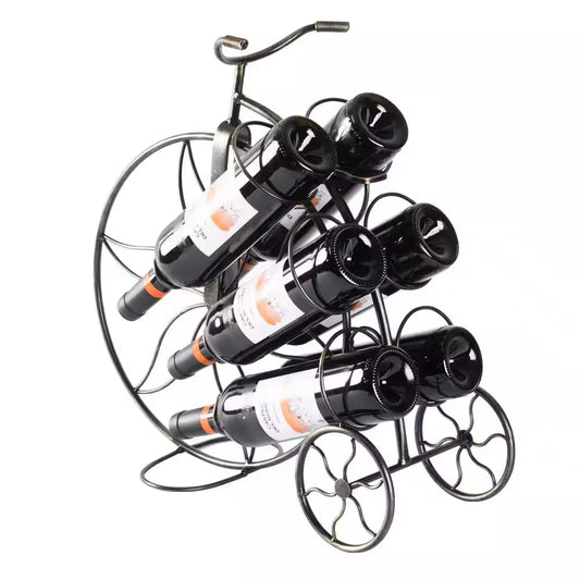 Vintage Decorative Metal Bicycle 6-Bottle Countertop Tabletop Wine Holder