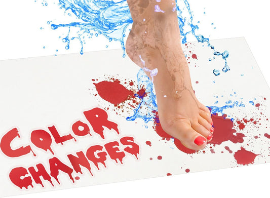 The Original Bloody Bath Mat Color Changing Sheet That Turns Red When Wet | Scary Halloween Decor | Footprints Disappear like Magic | Prank Novelty Gag Gifts (28"X17")