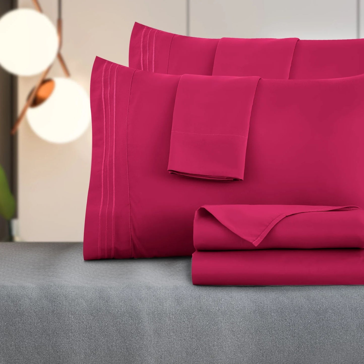 Lux Decor Collection Queen Size Deep Pocket Soft Brushed Microfiber Wrinkle Resistant Bed Sheet Set - Burgundy