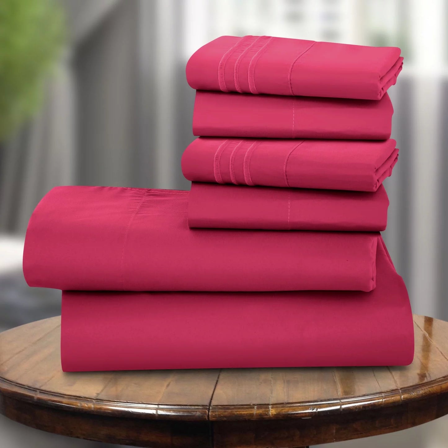 Lux Decor Collection Queen Size Deep Pocket Soft Brushed Microfiber Wrinkle Resistant Bed Sheet Set - Burgundy