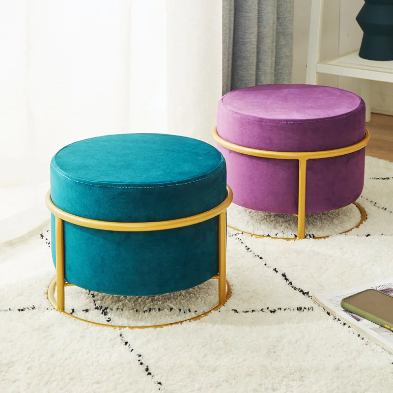 Fabric Shoe Stool Home Decor Chair Furniture Stools Flannel Chair Living Room Ottoman round Stools Height Adjustable Chairs