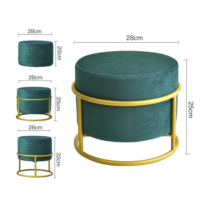 Fabric Shoe Stool Home Decor Chair Furniture Stools Flannel Chair Living Room Ottoman round Stools Height Adjustable Chairs