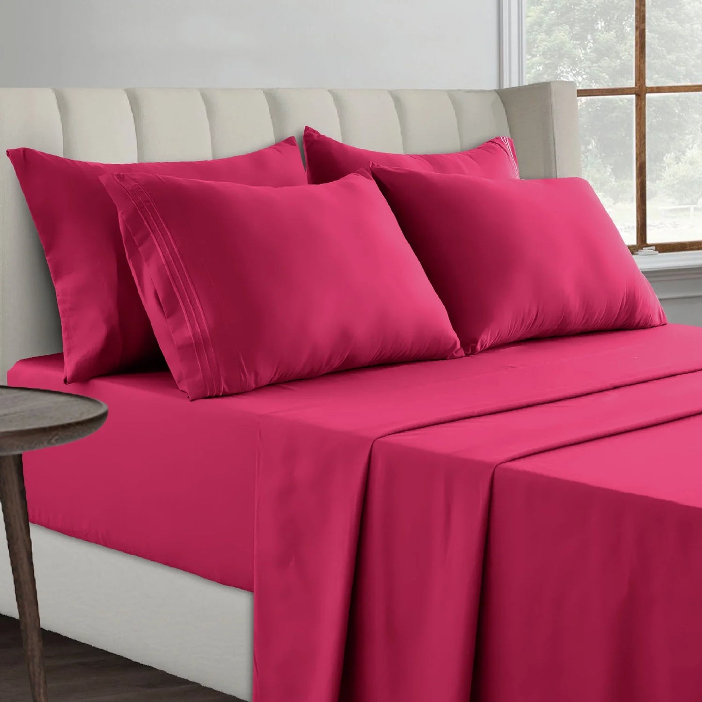 Lux Decor Collection Queen Size Deep Pocket Soft Brushed Microfiber Wrinkle Resistant Bed Sheet Set - Burgundy